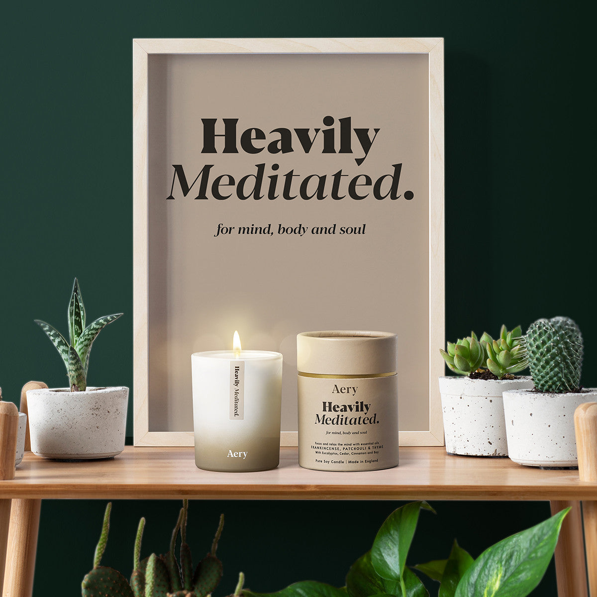 Aery Living Aromatherapy 200g Soy Candle - Heavily Meditated