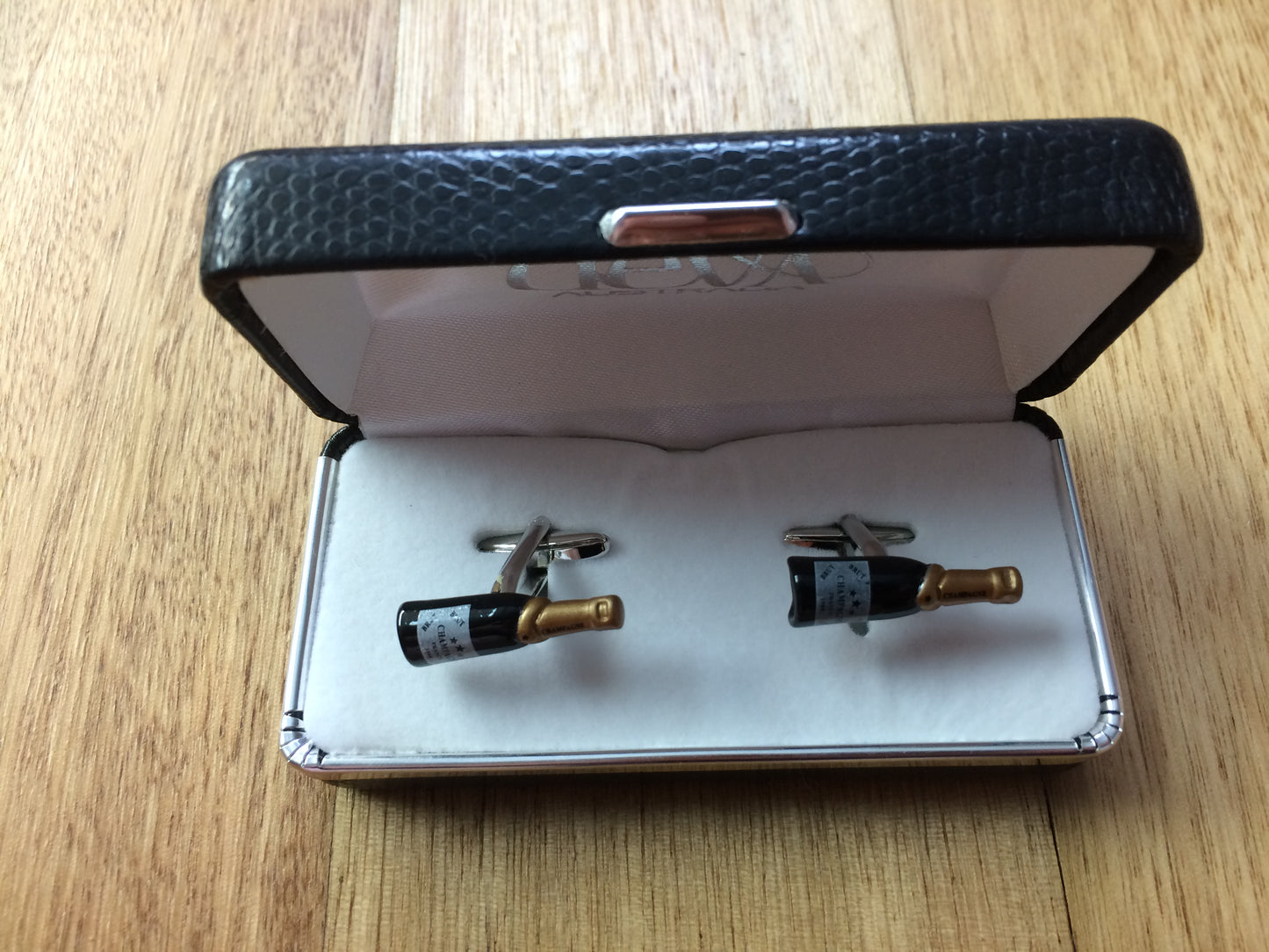 Champagne Bottle Cufflinks in box