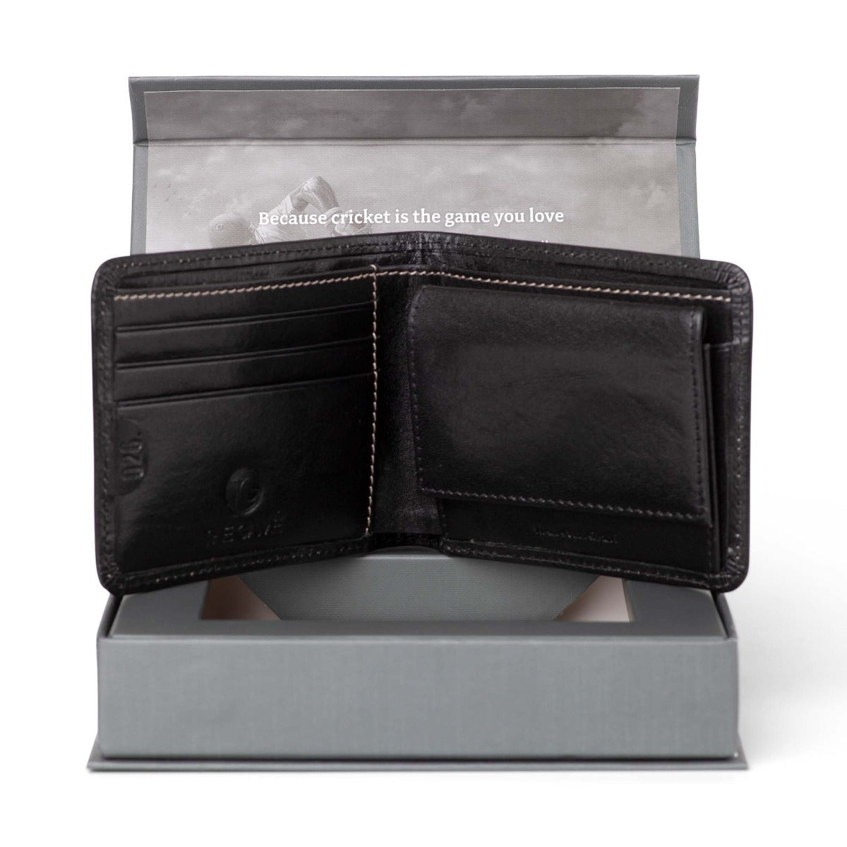 The Game All Rounder leather Cricket Wallet with coin pouch - Black