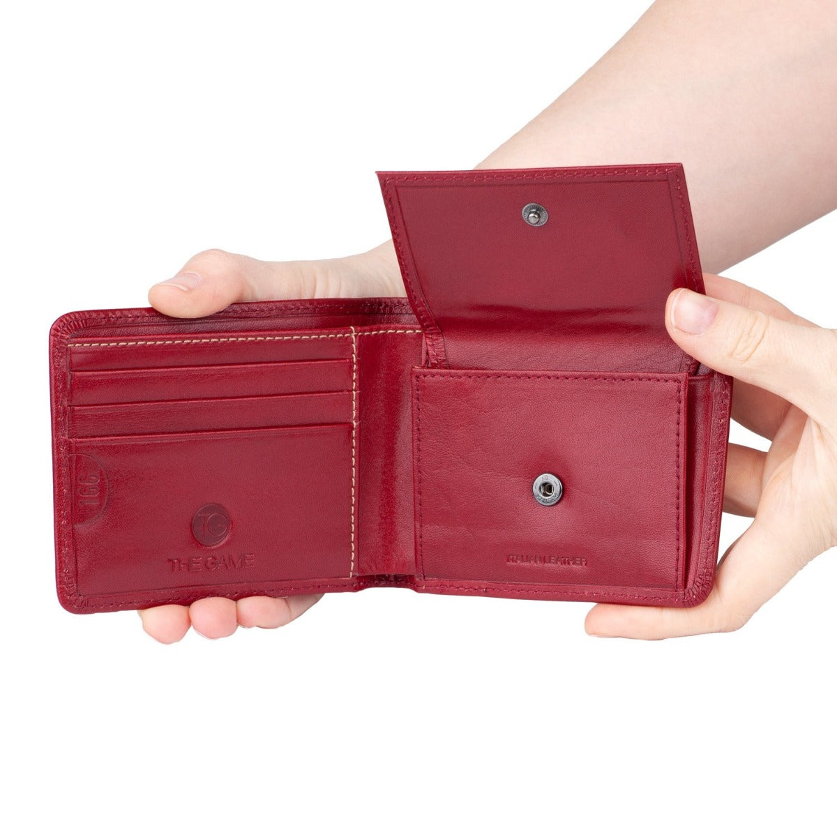 The Game All Rounder leather Cricket Wallet with coin pouch - Cherry