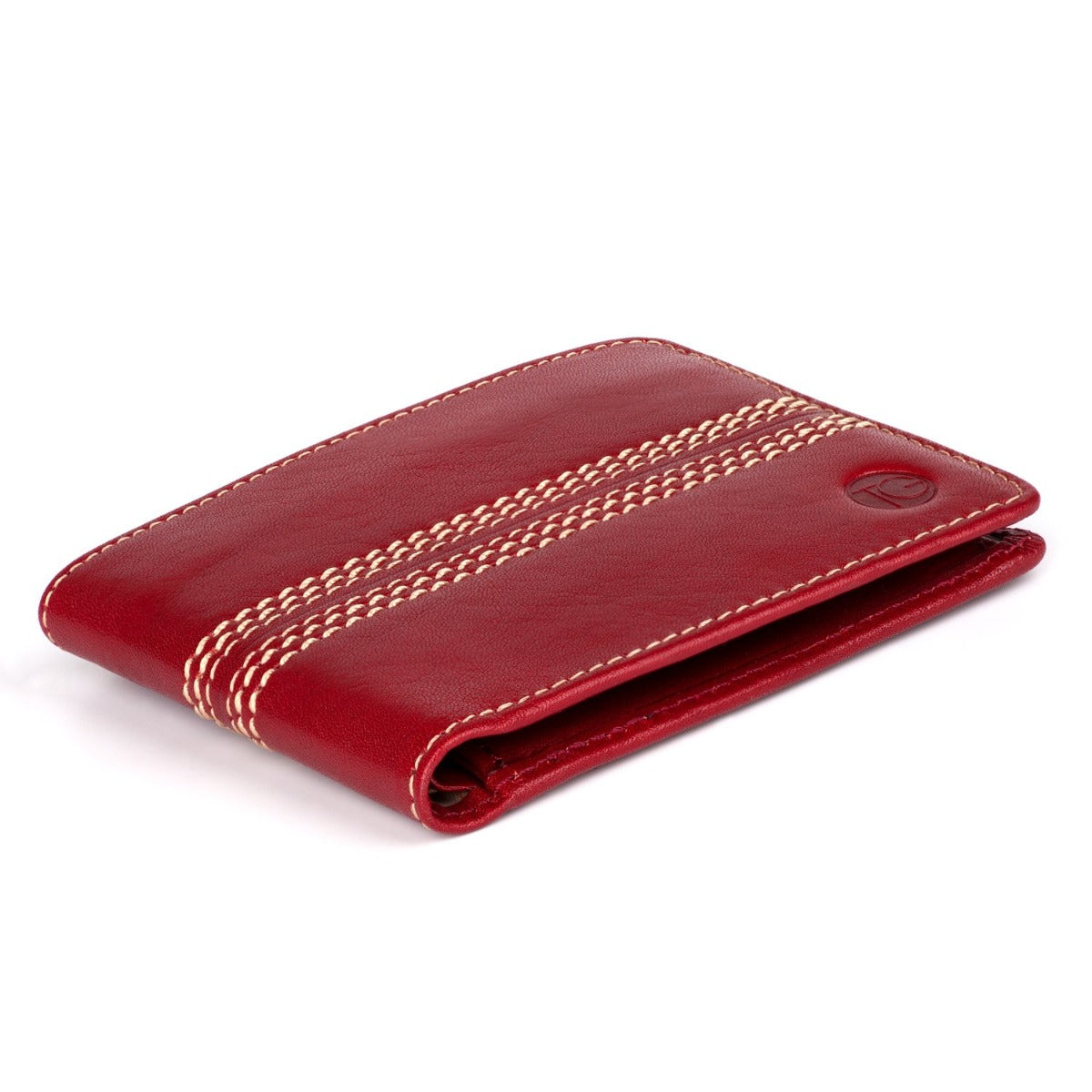 The Game All Rounder leather Cricket Wallet with coin pouch - Cherry