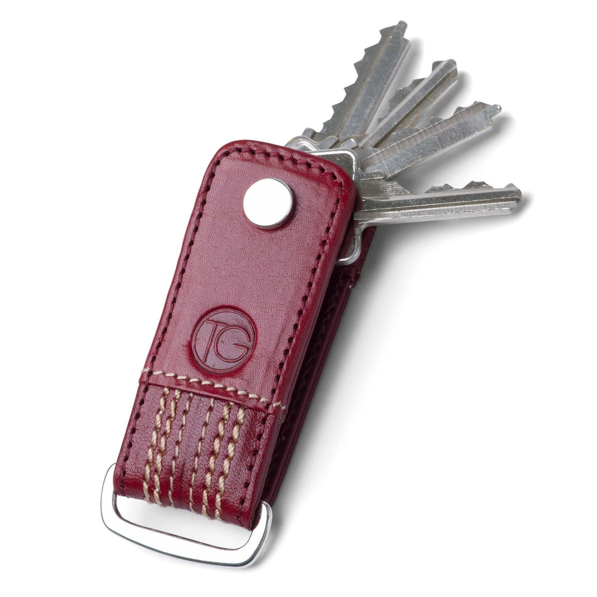 The Game Inswinger leather Key Ring - Cherry