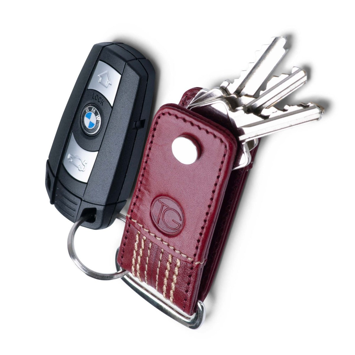 The Game Inswinger leather Key Ring - Cherry