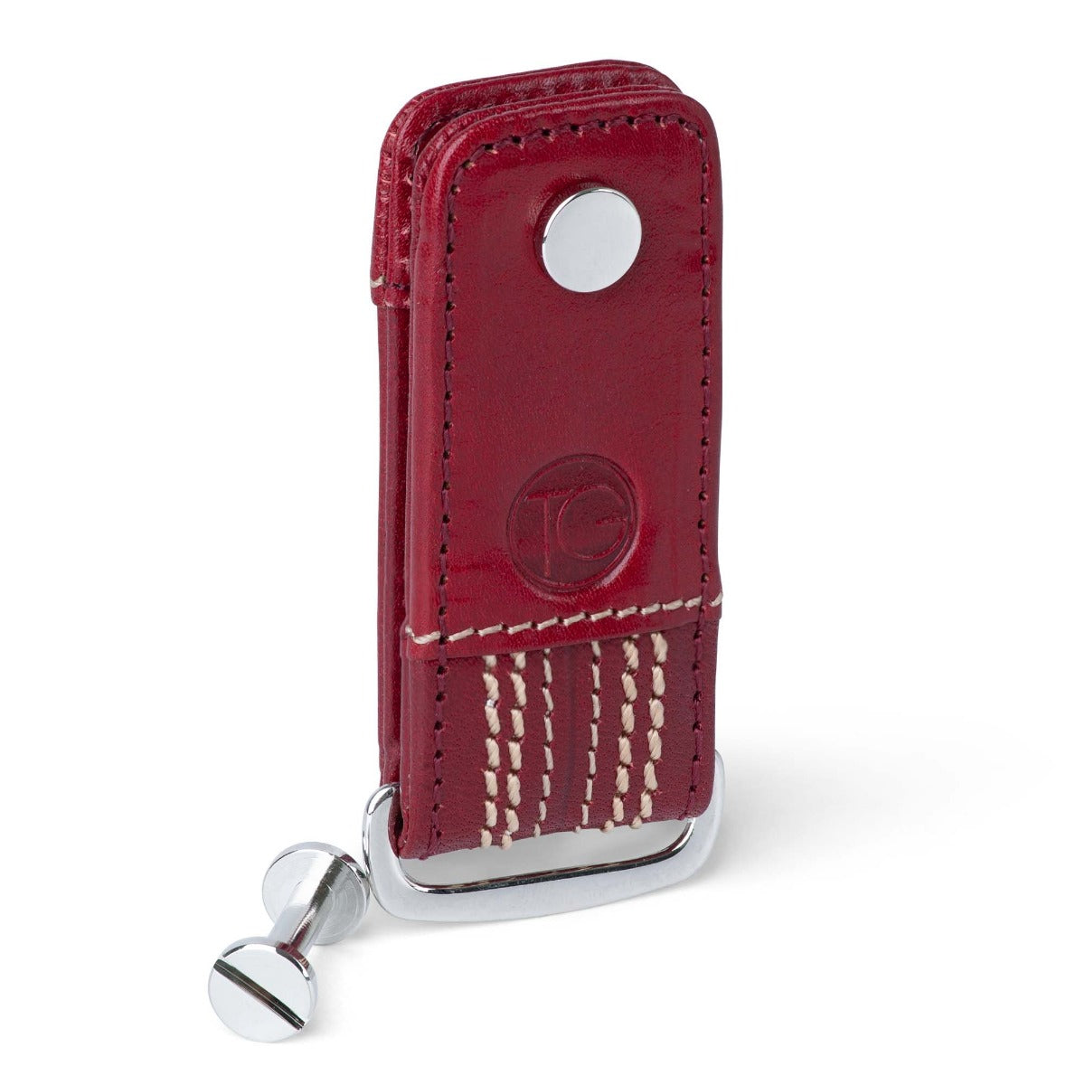 The Game Inswinger leather Key Ring - Cherry