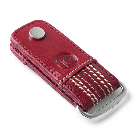 The Game Inswinger leather Key Ring - Cherry