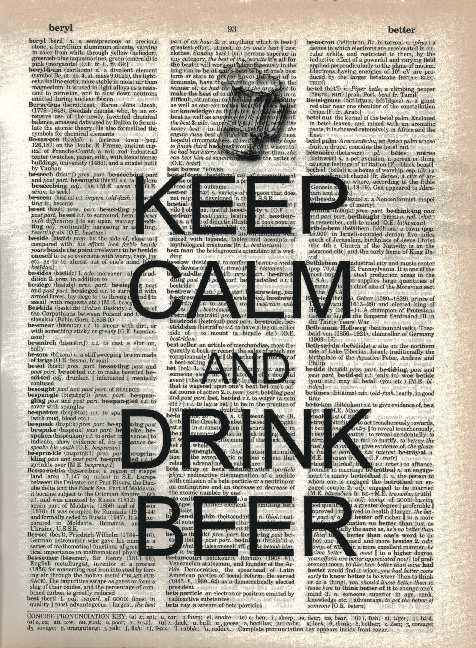 Vintage Dictionary Print - Keep Calm and Drink Beer