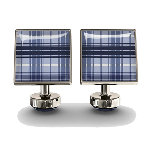 Wurkin Stiffs Cufflinks, Plaid Grey Square