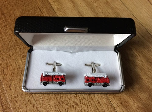 Fire engine cufflinks in box
