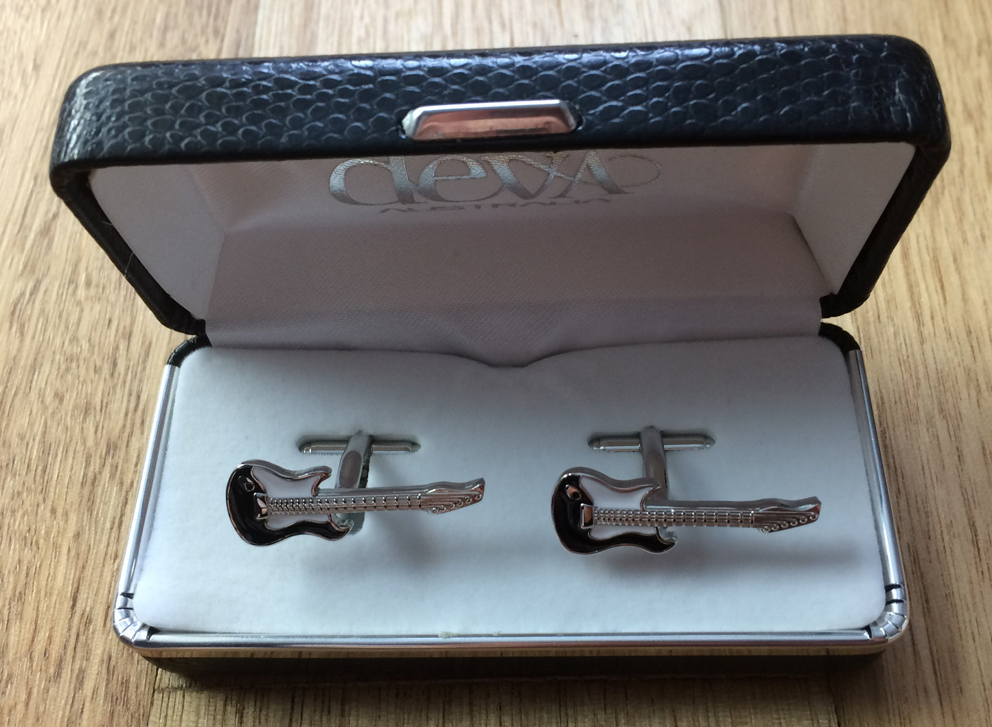 Electric Guitar Cufflinks in box