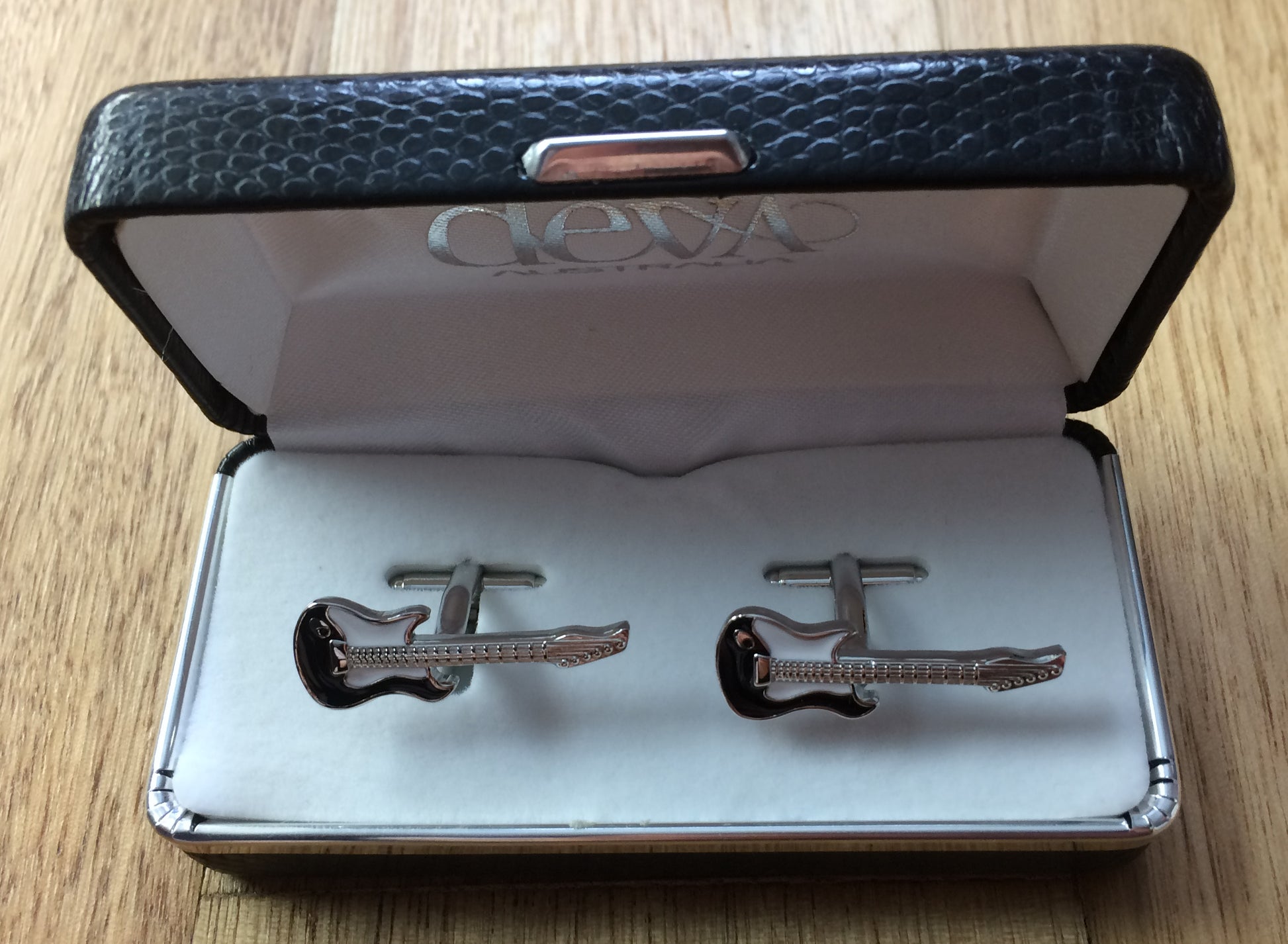 Electric Guitar Cufflinks in box