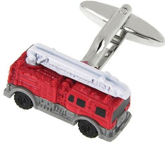 Fire engine cufflinks close-up