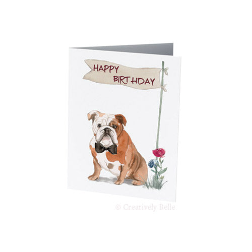 Greeting Card - British Bulldog Happy Birthday (FREE DELIVERY)