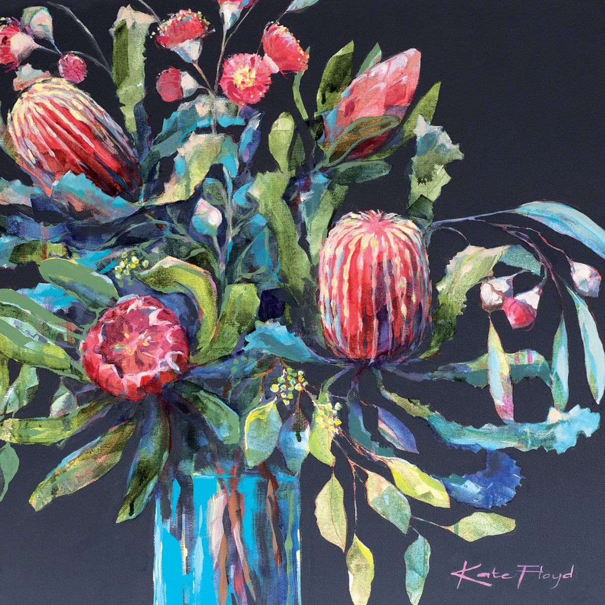 Greeting Card - Joy (Australian Banksias, Proteas And Flowering Eucalyptus) FREE DELIVERY
