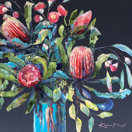 Greeting Card - Joy (Australian Banksias, Proteas And Flowering Eucalyptus) FREE DELIVERY