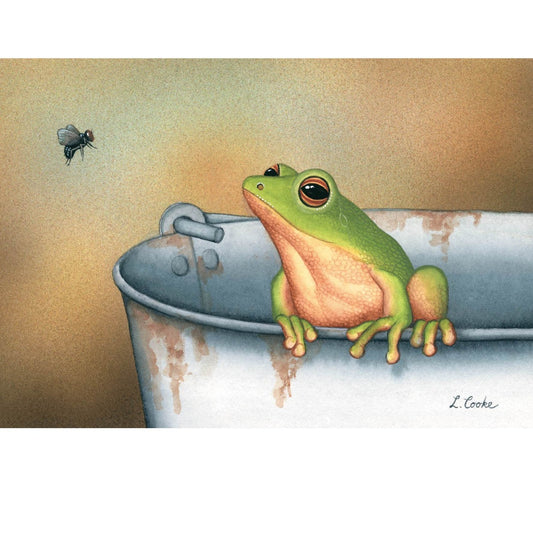 Greeting Card - Snack Attack Australian Green Tree Frog (FREE DELIVERY)