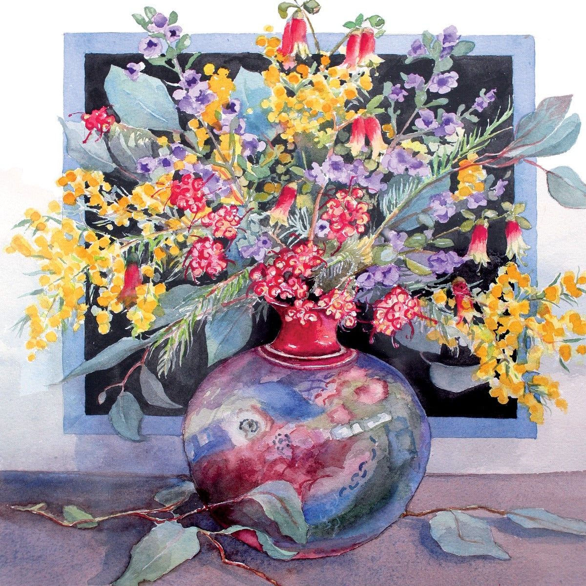 Greeting Card - Australian Wildflowers in Drummond Vase (FREE DELIVERY)